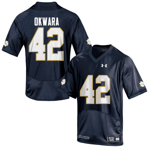 Men #42 Julian Okwara Notre Dame Fighting Irish College Football Jerseys-Navy Blue